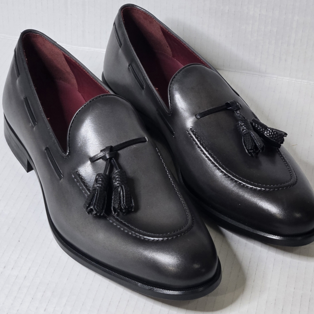 Ambrogio By Mezlan Custom Gray  Hand-Made Leather Loafers, Mens Size 10.5